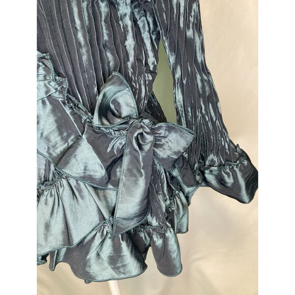 VINTAGE Carrie Allen Women's XL Top Blouse Crinkle Ruffle Metallic Whimsygoth - Picture 3 of 12